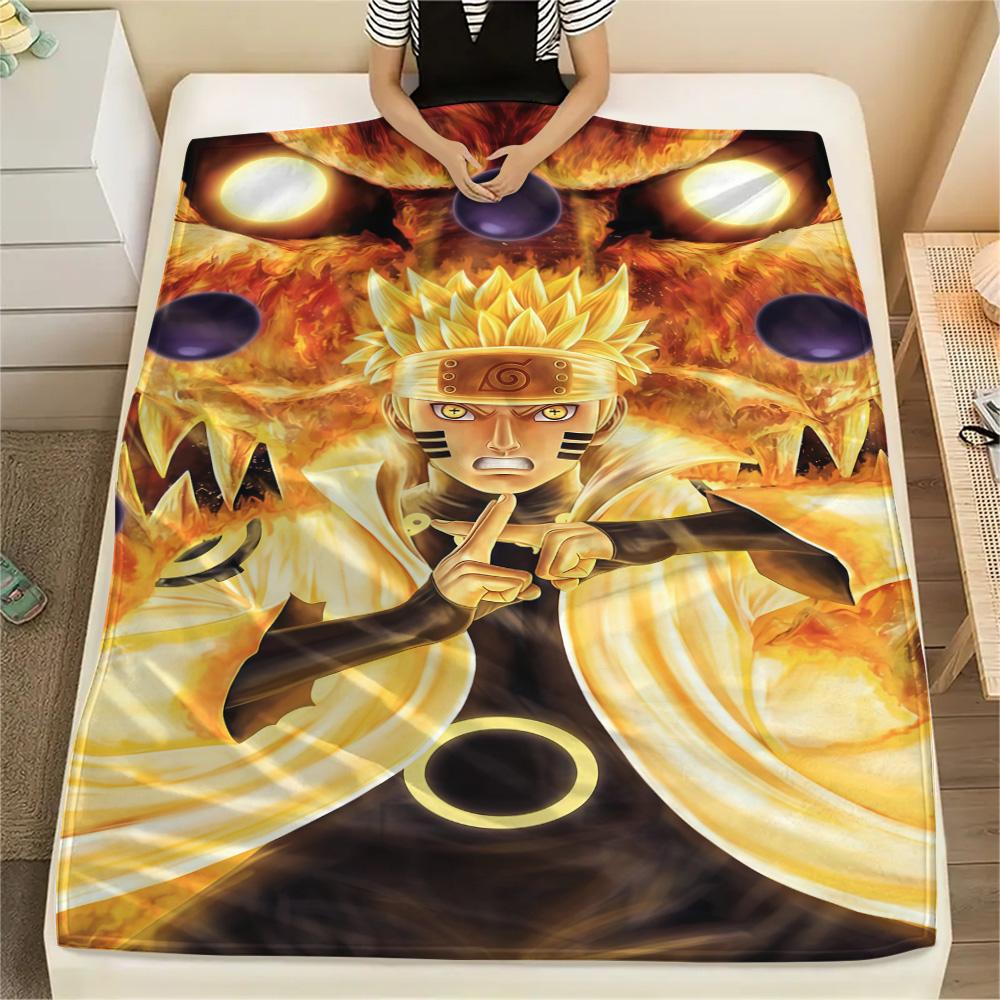 1PC Naruto Nine Tails Fusion Patterned Flannel Blanket Suitable For All Seasons For Home Decor Warmth And Comfort Gifts Holiday Present
