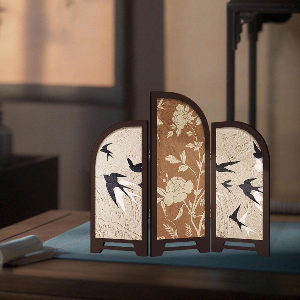 3-delad Mini Dekorativ Rumsavdelare, Traditionell Kinesisk, för Matsal eller Heminredning