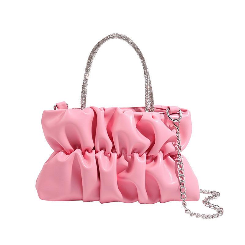

Sweet And Fresh Style Pu Material Candy Color Wrinkle Small Square Bag For Women In 2023 Autumn розовый