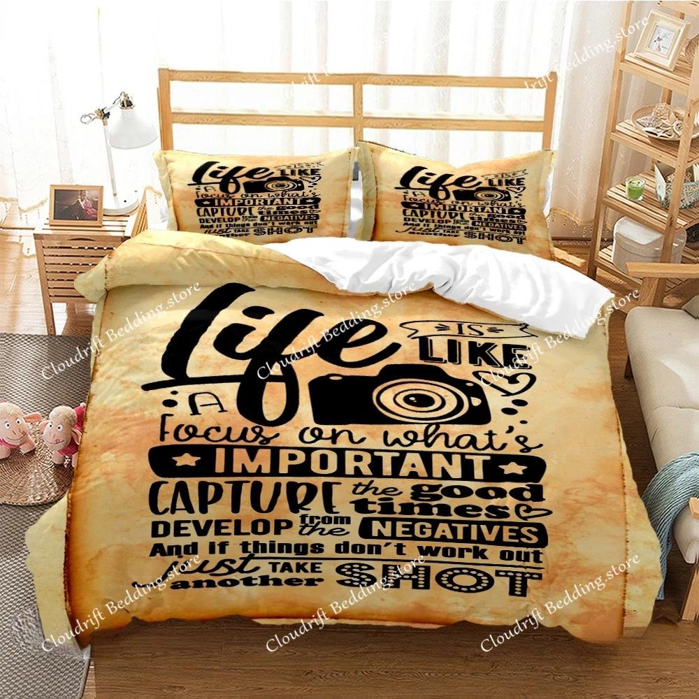 Vintage Camera Duvet Cover Fashion Comforter Bedding set Soft Quilt Cover and Pillowcases for Teens Boy SingleDoubleQueenKing