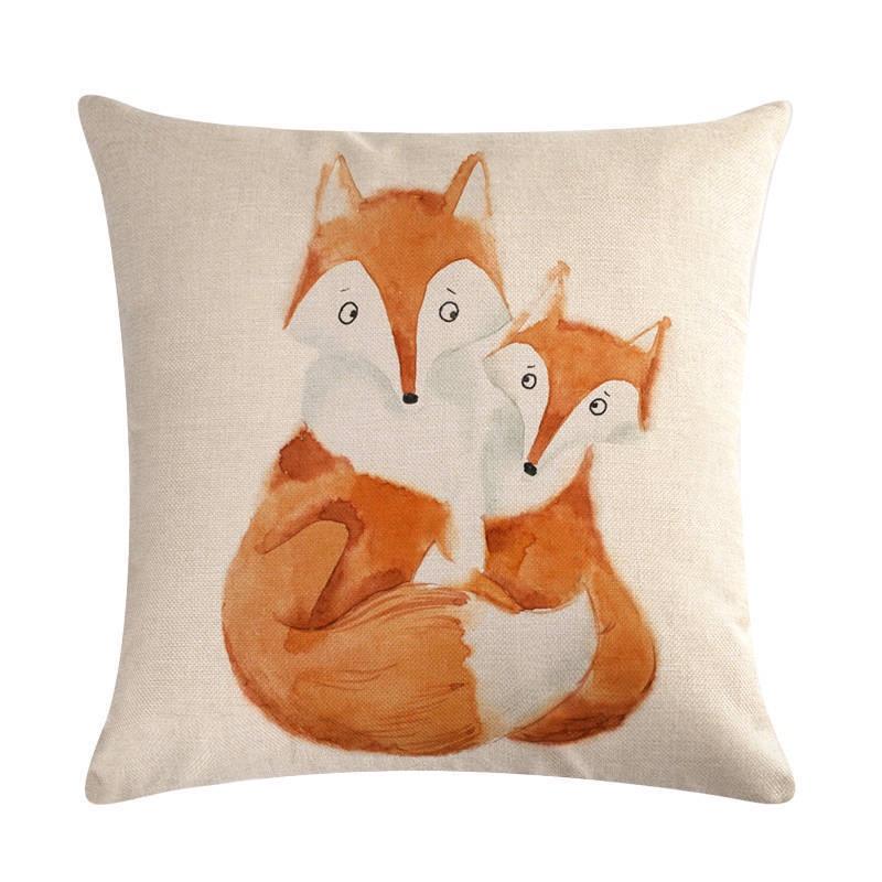 18 Fox Cartoon Linen Cotton Pillow Case Cushion Cover Sofa Home Decor Square