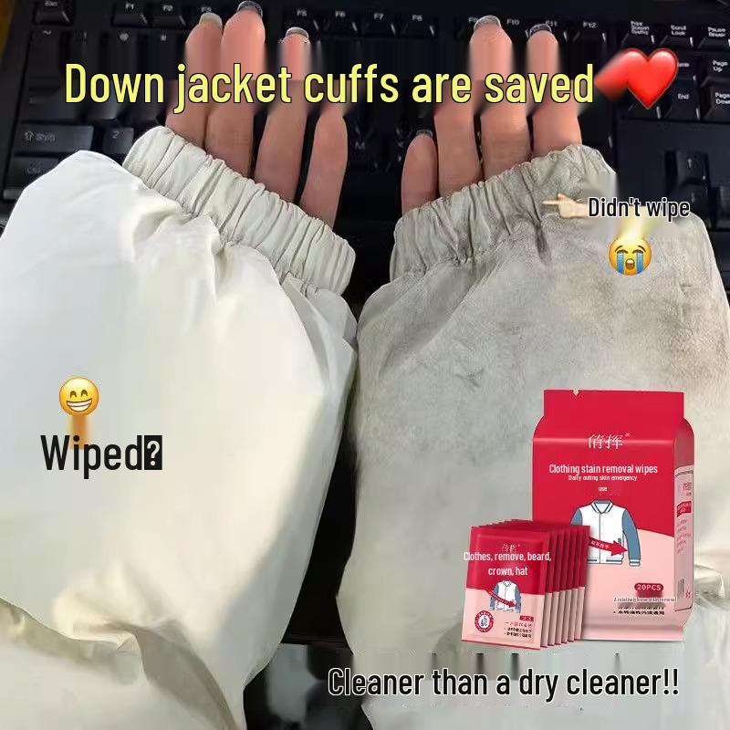 Portable No-Rinse Down Jacket Stain Remover Wet Wipes for Oil and Clothing Stains