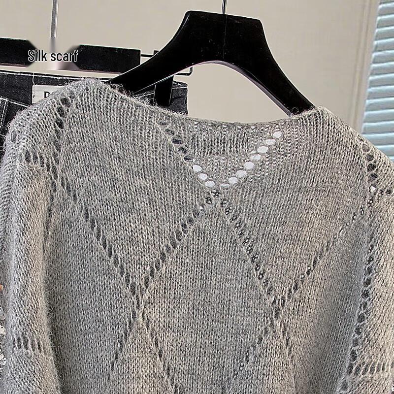 Cypress House Women's Sequin Loose-Fit Round Neck Knit Sweater