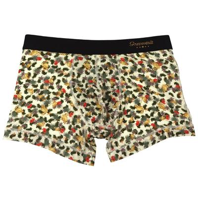 Grave Vault Pink Flamingo Boxer Front Made In Size M Men's Briefs, Short, Closure, Nylon, Japan, IVORY, (3052402)