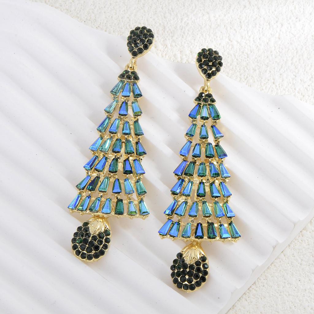 Christmas Tree Earrings With Tassels For Women Holiday Party Decor