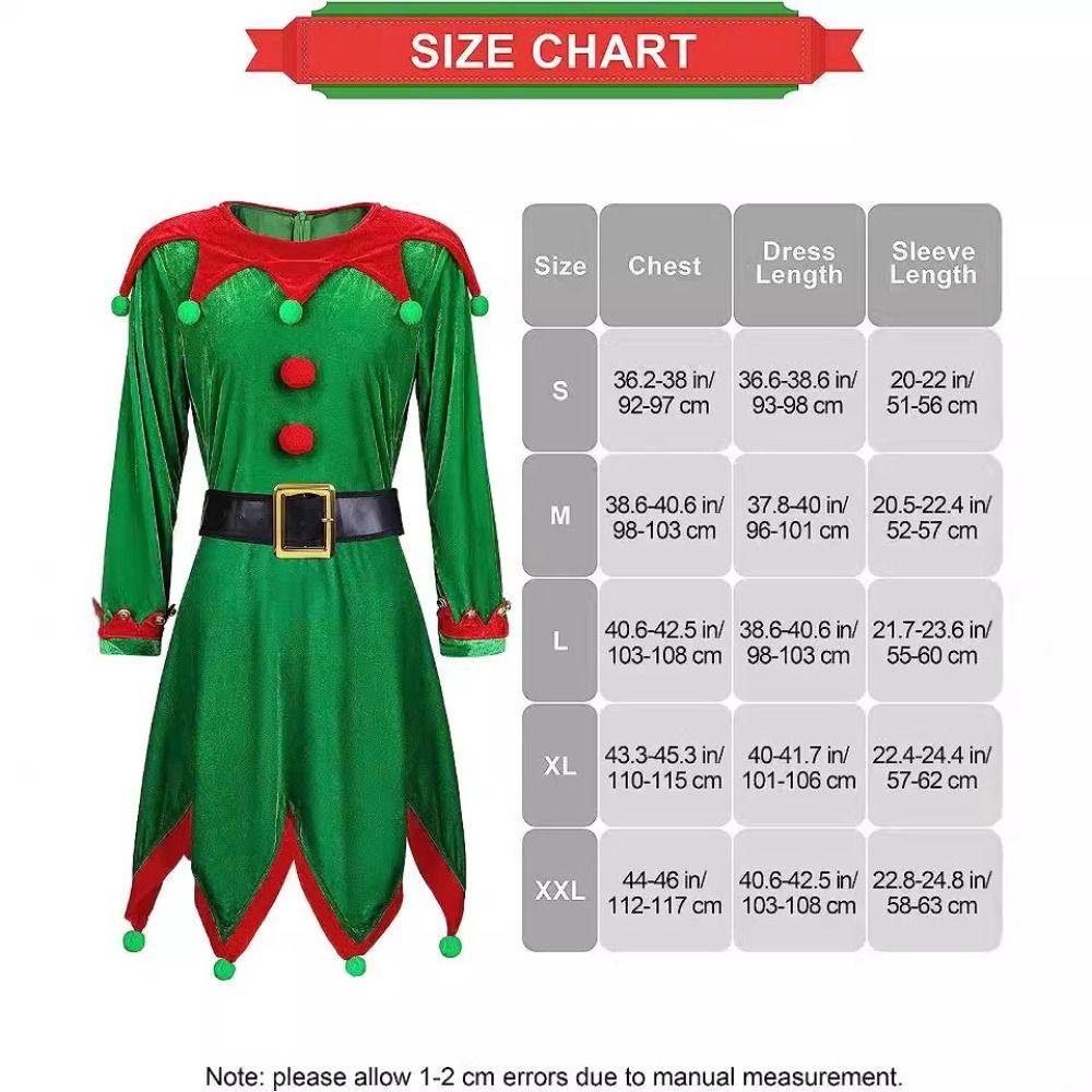 6 Pack Christmas Elf Costume Velvet Xmas Suit Christmas Cosplay Clothing Green Parent-Child Girl Fancy Dress Christmas Cosplay