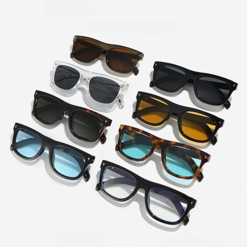 New Fashion Retro Large Square Frame UV 400 Sunglasses Personalized Light Weight Eyewear Outdoor Traveling Sunscreen Eyeglasses