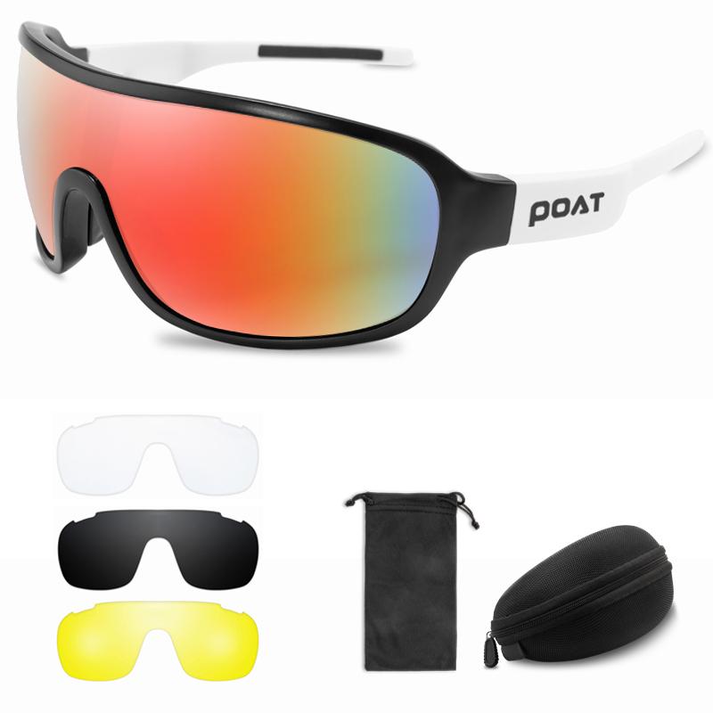 POAT Outdoor Sports Men Women Sunglasses Extra Lens Cycling Eyewear Fashion Bike Bicycle Mtb Goggles with Case UV400
