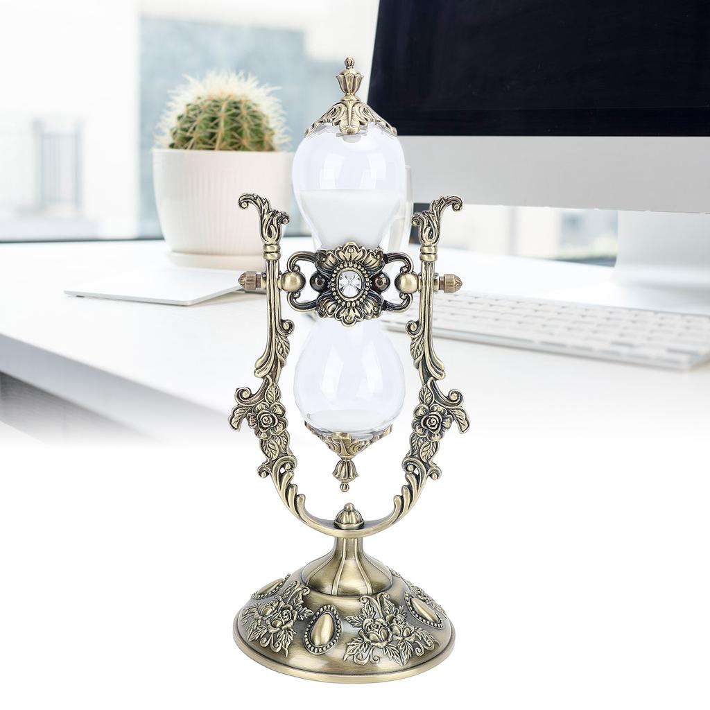 30 Minute Hourglass Antique Metal Sand Clock Vintage Engraved Sandglass Sand Timer for Home Salon Spa Meditation Desk Decor