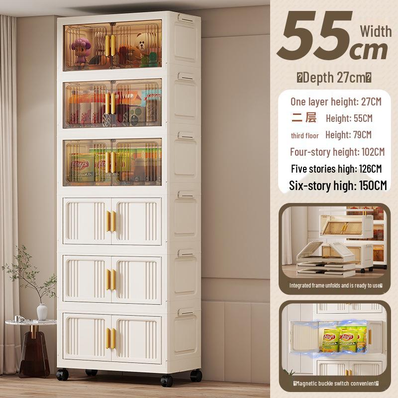 Portable Multi-Layer Folding Storage Cabinet for Kitchen and Living Room