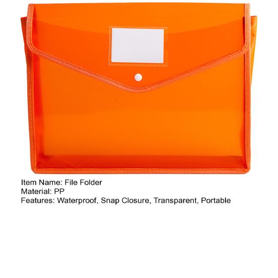 Plastic File Folder Waterproof Transparent Expanding Document Organizer with Snap Closure No Dividers Portable A4/B5 Size File Pouch for Office