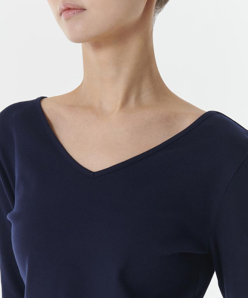 MUSINSA STANDARD WOMAN Women'S Slim Crop Reversible Neck Long Sleeve T-Shirt [Navy]