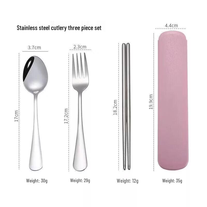abay Portable Stainless Steel Chopsticks, Spoon & Fork Gift Set