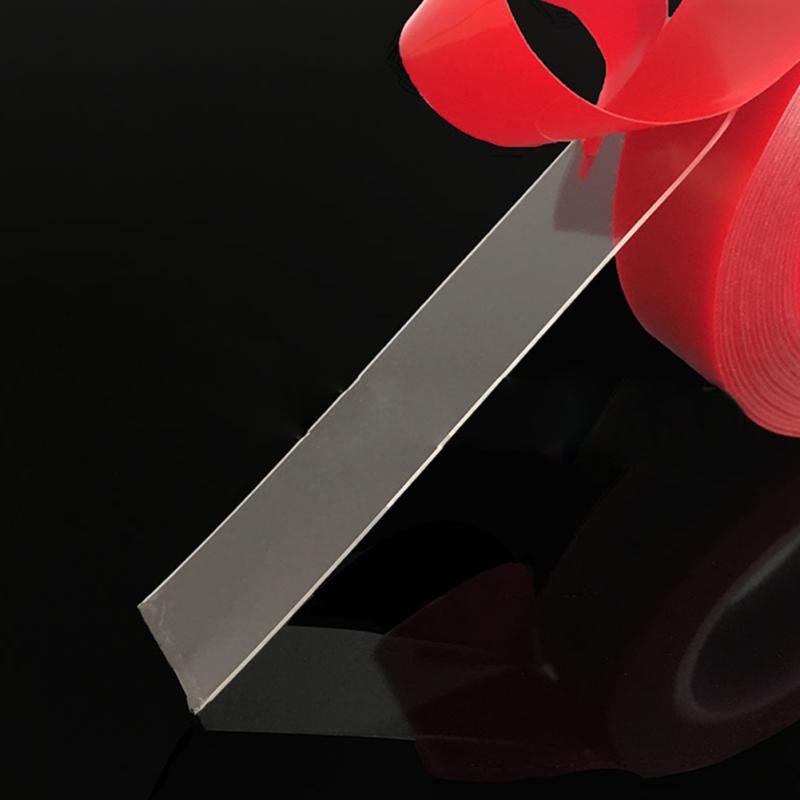 1CM*3M Rotes Transparentes Silikon Doppelseitiges Klebeband Aufkleber für Auto Hochfest Keine Spuren Klebstoff