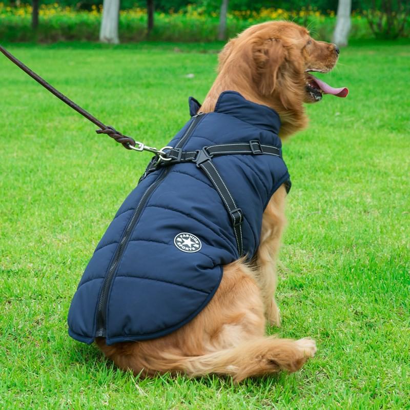 Warm Waterproof Dog Vest With Reflective Trim Large Breeds Winter