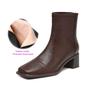 Krazing Pot Sheepskin Autumn Winter Shoes Thick Heels Size 42 Square Toe Zipper Vintage Ankle Boots