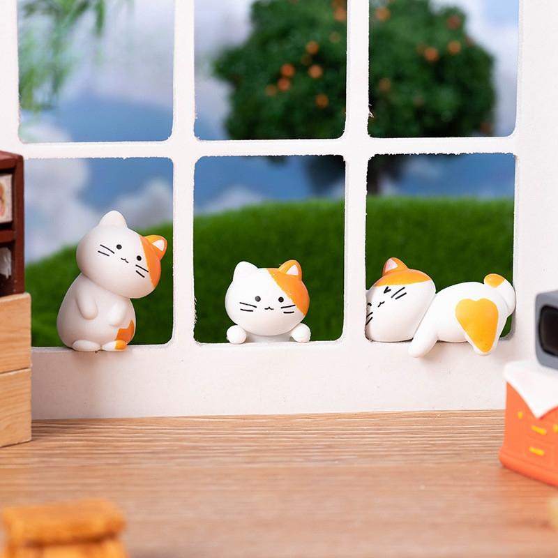 8Pcs Cartoon Cat Miniatures Resin Ornaments Fairy Garden Decoration Moss Terrarium Micro Landscape