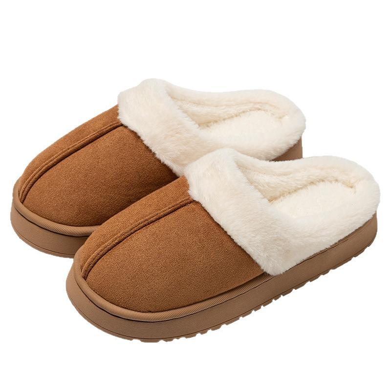 Autumn and winter home indoor warmth couple plush home non-slip thick-soled confinement shoes cotton slippers thickened women's home