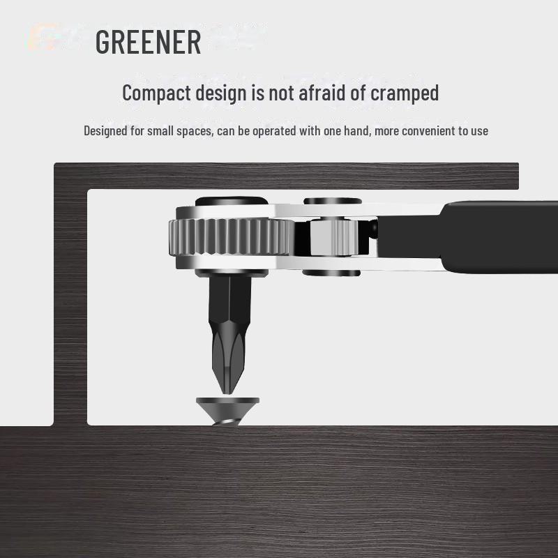 Green Forest Right Angle Ratchet Screwdriver Set with Cross & Flat Heads
