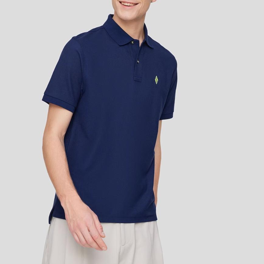 Skechers Solid Color Simple Versatile Casual Sports Polo Shirt Men tops Midnight-Blue L124M057-007D