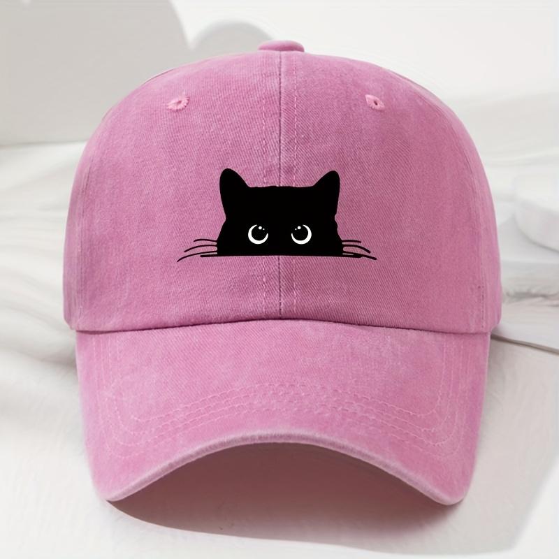 

Black cat print soft top baseball cap retro for men and women outdoor, suitable for sports, fishing, camping Adjustable розовый