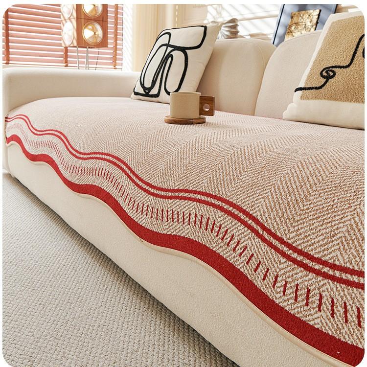 2025 New Plush Shaped Sofa Cushion Autumn And Winter New Straight Leather Sofa Cushion Thickened Non-slip Irregular Sofa Cover
