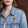 Yousheng Brooch Retro Kettle Shape Wedding Three-dimensional Brooch with Imitation Golden Metal Texture Real Flower Insert Coat Scarf Hair Bag
