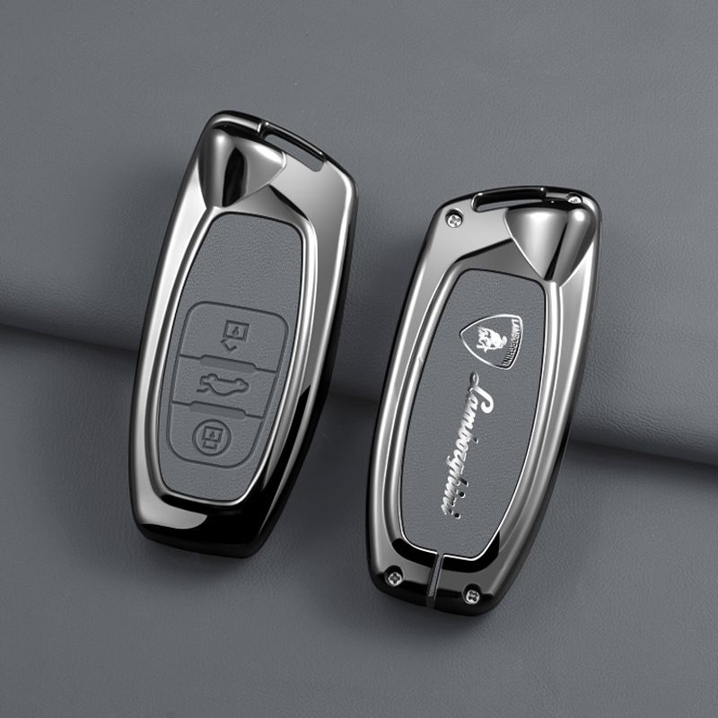 Styling Metal Leather 3 Buttons Car Remote Key Case Cover Shell For Lamborghini Urus Huracan Aventador Premium Car Accessories XX3