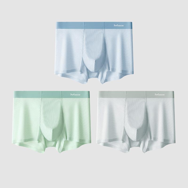 

MiiOW, 3 шт., мужское нижнее белье из ледяного шелка, боксеры, дышащие сетчатые трусы с шаговым швом, мужские тонкие бесшовные мужские трусы, антибактериальные боксеры XXL