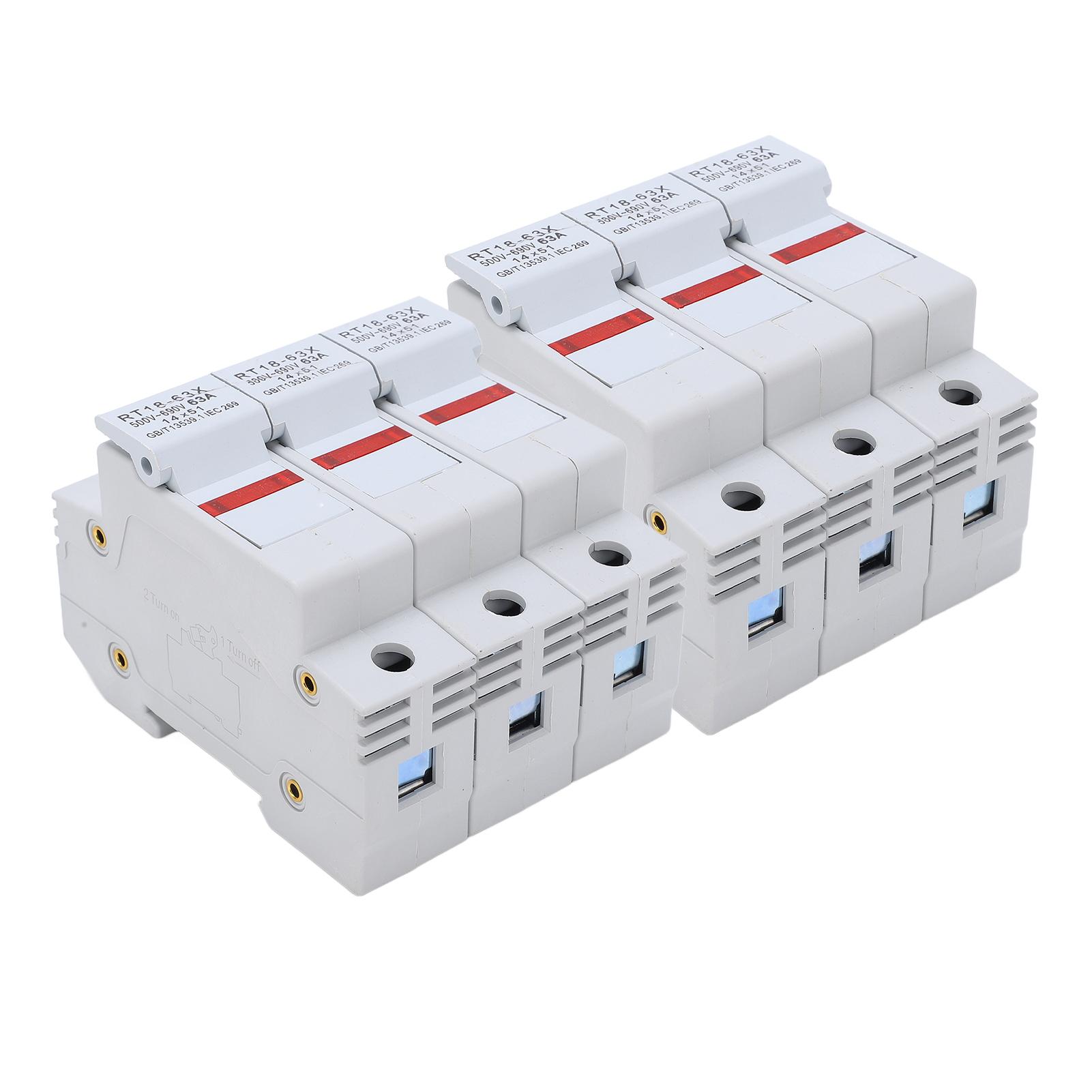 

RT1863X База запобіжника для монтажу на DIN-рейку зі світлодіодним індикатором для запобіжника RO16 14x51мм 63А 500690В3Ф