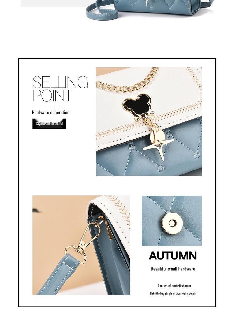 Mickey Women's Fashionable Crossbody Bag: Trendy, Textured, High-End Small Square Shoulder Bag