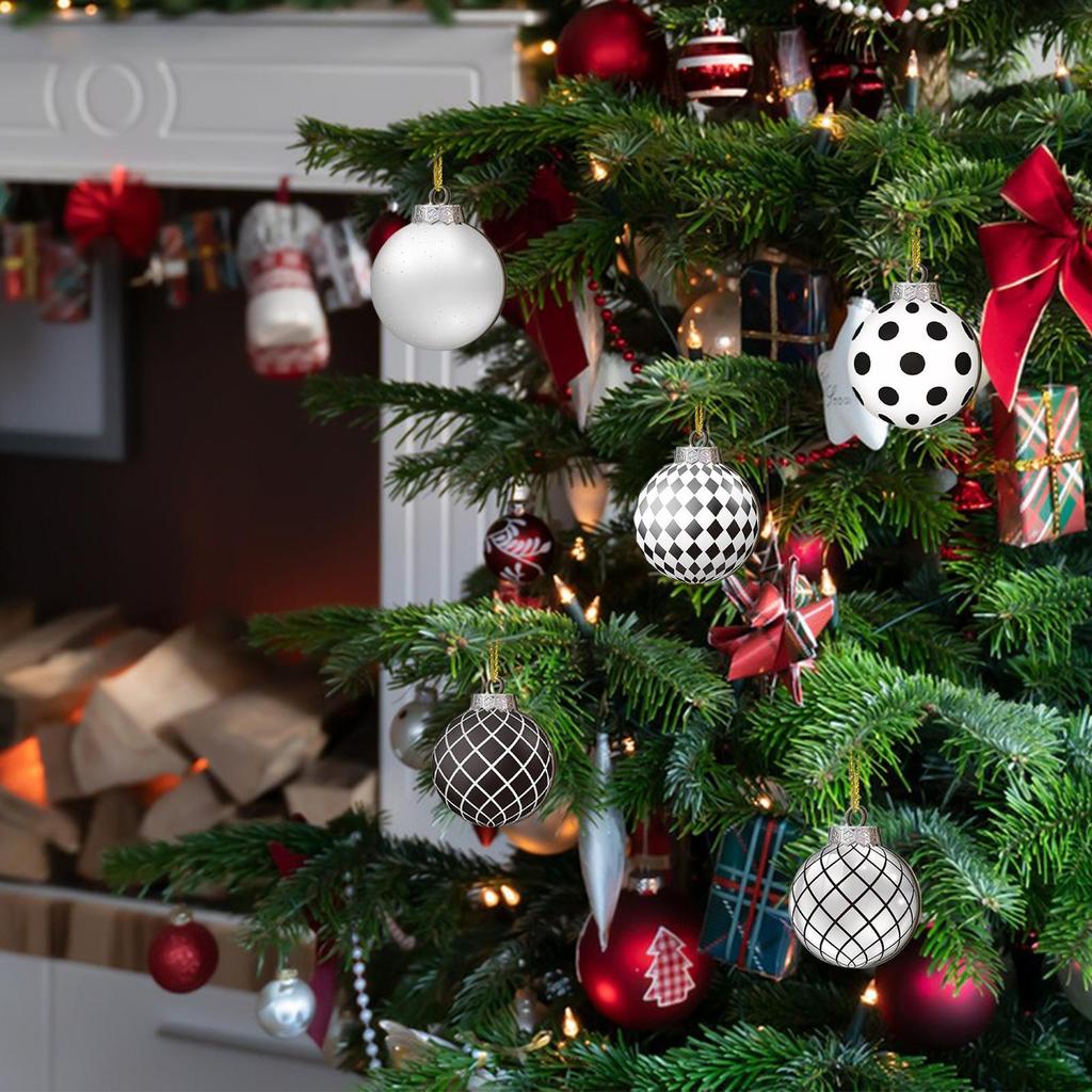 12 Stück Weihnachten 2D-Schmuck Holz Dekorativer flacher Kugel-Schmuck Dekorativer Kugel-Schmuck Bruchfeste Weihnachtsbaumdekoration