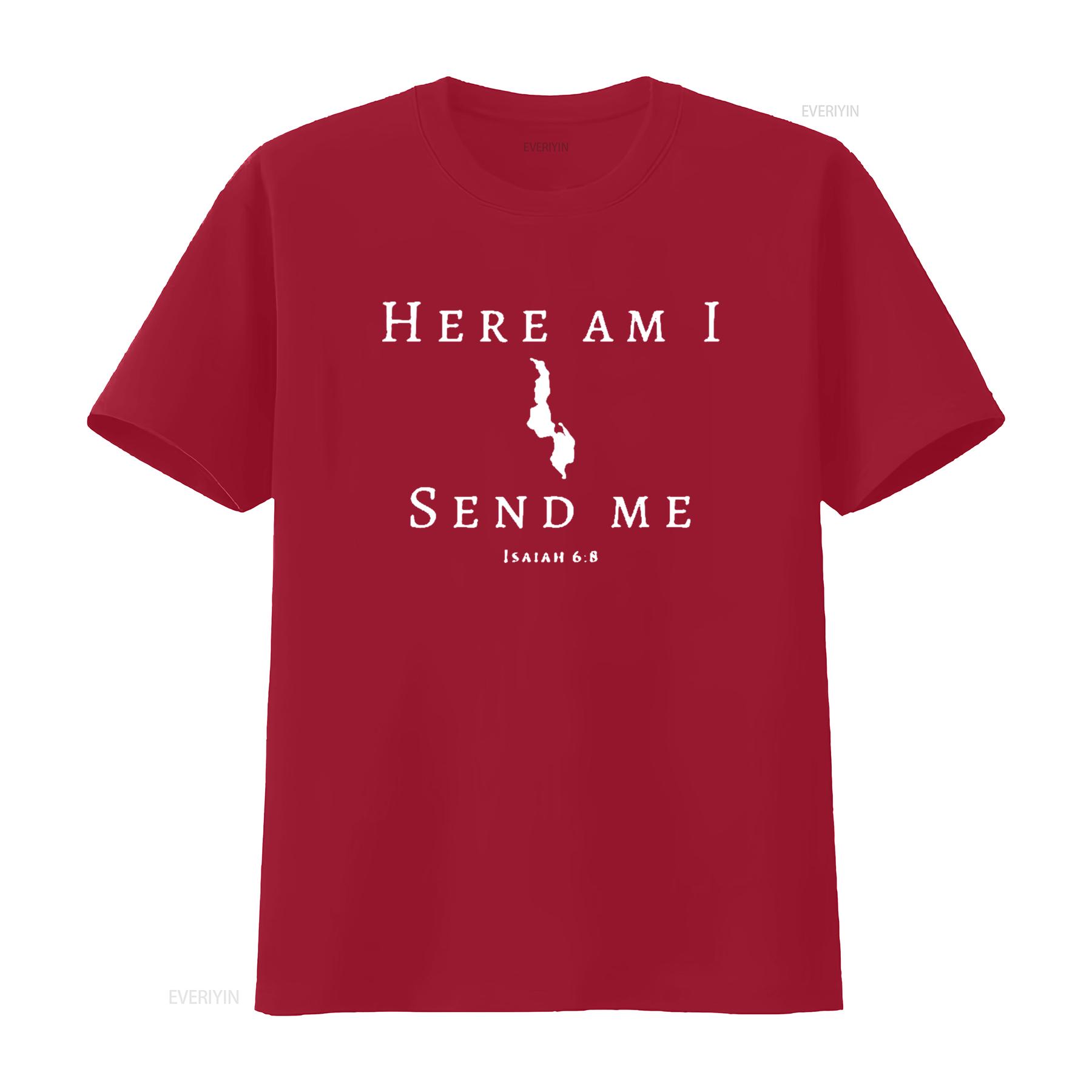 Here Am I Send Me Malawi Isaiah 6 Mission Trip Travel T Shirt Black X Large vintage Washed Top For Everyday Wear homme S