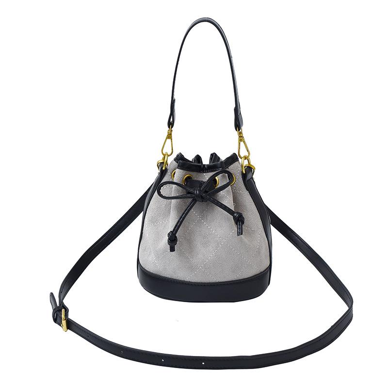 2025 High-End Color Block Retro Bucket Bag - Handheld, Single Shoulder, Crossbody