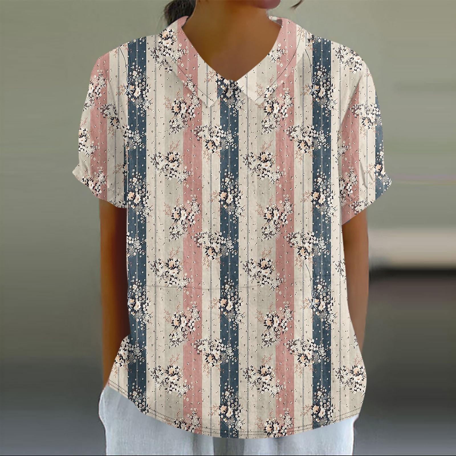 Женская повседневная футболка-пуловер с короткими рукавами и лоскутным принтом в стиле — фото 13