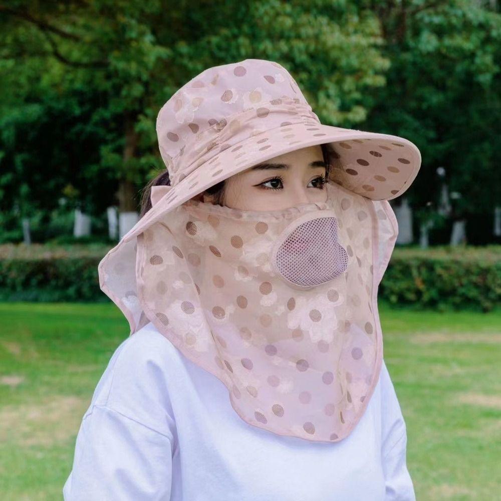 

Neckline Mask Women Sun Hat Sun Protection Tea Picking Hat Fashion Sunscreen Bucket Hat Riding серый