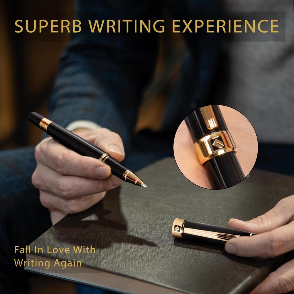 Luksuriøs KEYZOR Kulepenn for menn og kvinner Fantastisk luksuspenn med 24K gull Schmidt-blekk Premium Rollerball-penn Gavesett til bursdagsgave Lakk