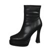 Fashion 2025Shoes for Women Round Toe  Sole Platform Chunky Heels Women Boots Solid Color Zipper Fashion Western Concise Sexy Shoes