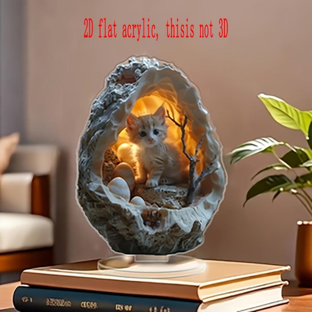 Cute cat pattern, 2D flat acrylic, desktop decoration, suitable for living room, bedroom, gifts, Christmas, Halloween