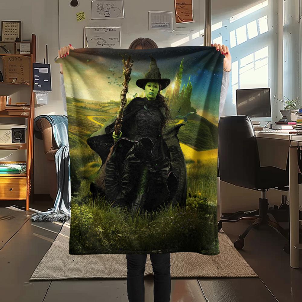 1PC Wicked Print Flannel Blanket, High quality All Seasons, Home Decor, Warmth and Comfort, Perfect for Christmas Gifts