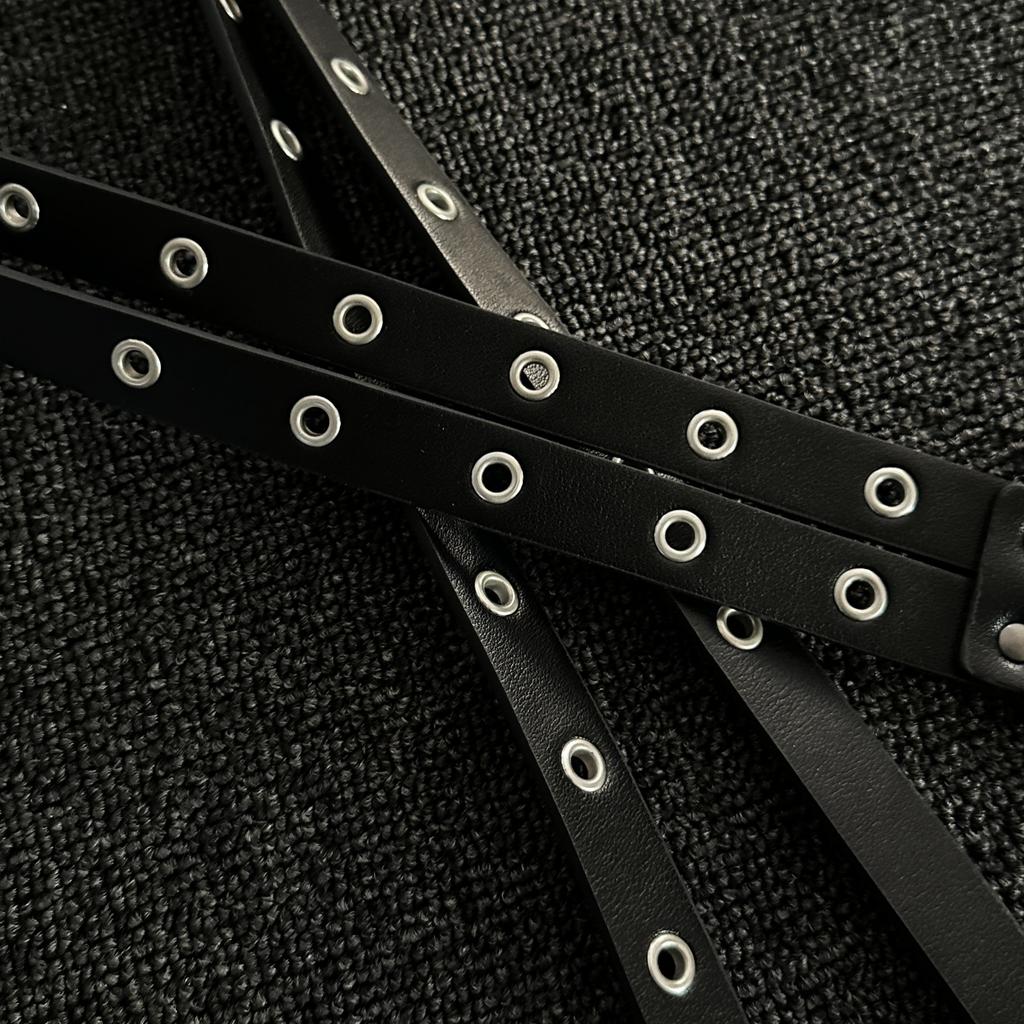 Double Split Belt Texture Punk Metal Belt Design Belt