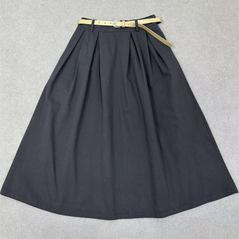 Johnature Spring Autumn Innovative Versatile Solid Color Skirt Casual Literary A-line Women Skirts
