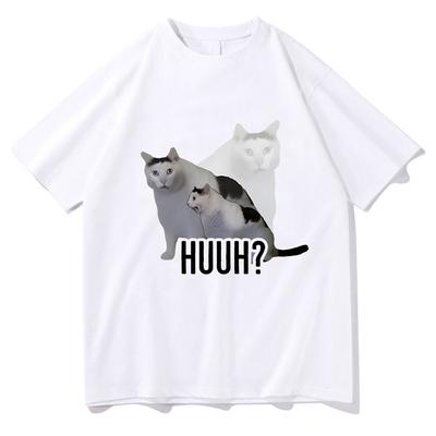 Meme Cat HUH? Tricou de vară Tricou din bumbac de înaltă calitate Ocazional Femei Bărbați Tricouri confortabile Tricouri cu imprimeu grafic de desene animate Topuri