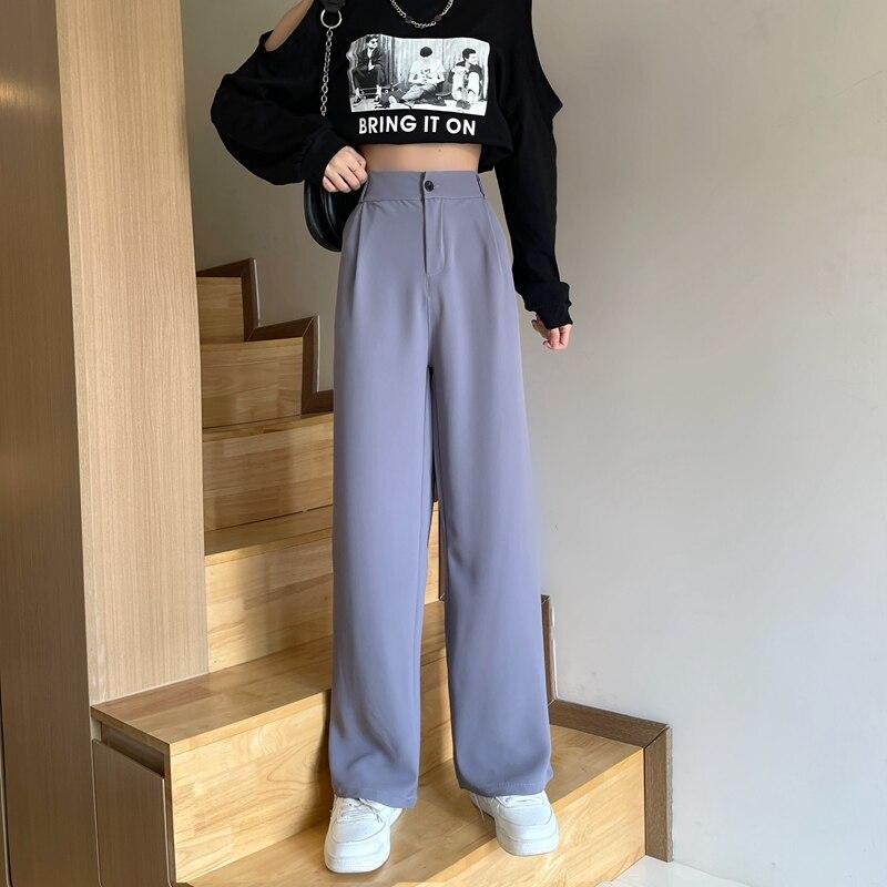 Women's Spring and Autumn Models Loose Plus Size Thin Breathable Drape Feeling Loose Wide Leg Straight Trousers