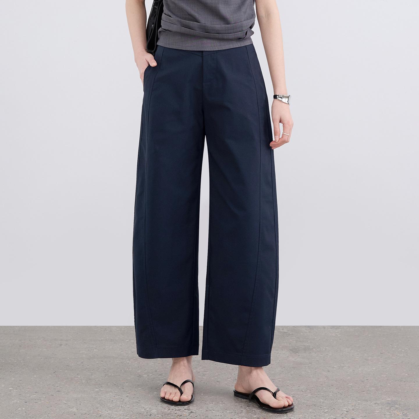 

Women s Retro High-Waisted Wide-Leg Pants - 2026 Spring Slimming Casual Versatile Cropped Suit 27/M (95-105 lbs) темно-синий