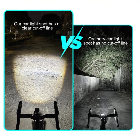 Bicycle Headlight IP66 Waterproof 1600 Lumens Modes Adjustable Type-C Rechargeable Night Riding Road Mountain Bike Front Rear Lamp