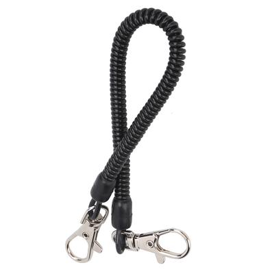 Fishing Coiled Lanyard Plastic Camping Retractable Safety Rope Wire with Carabiners