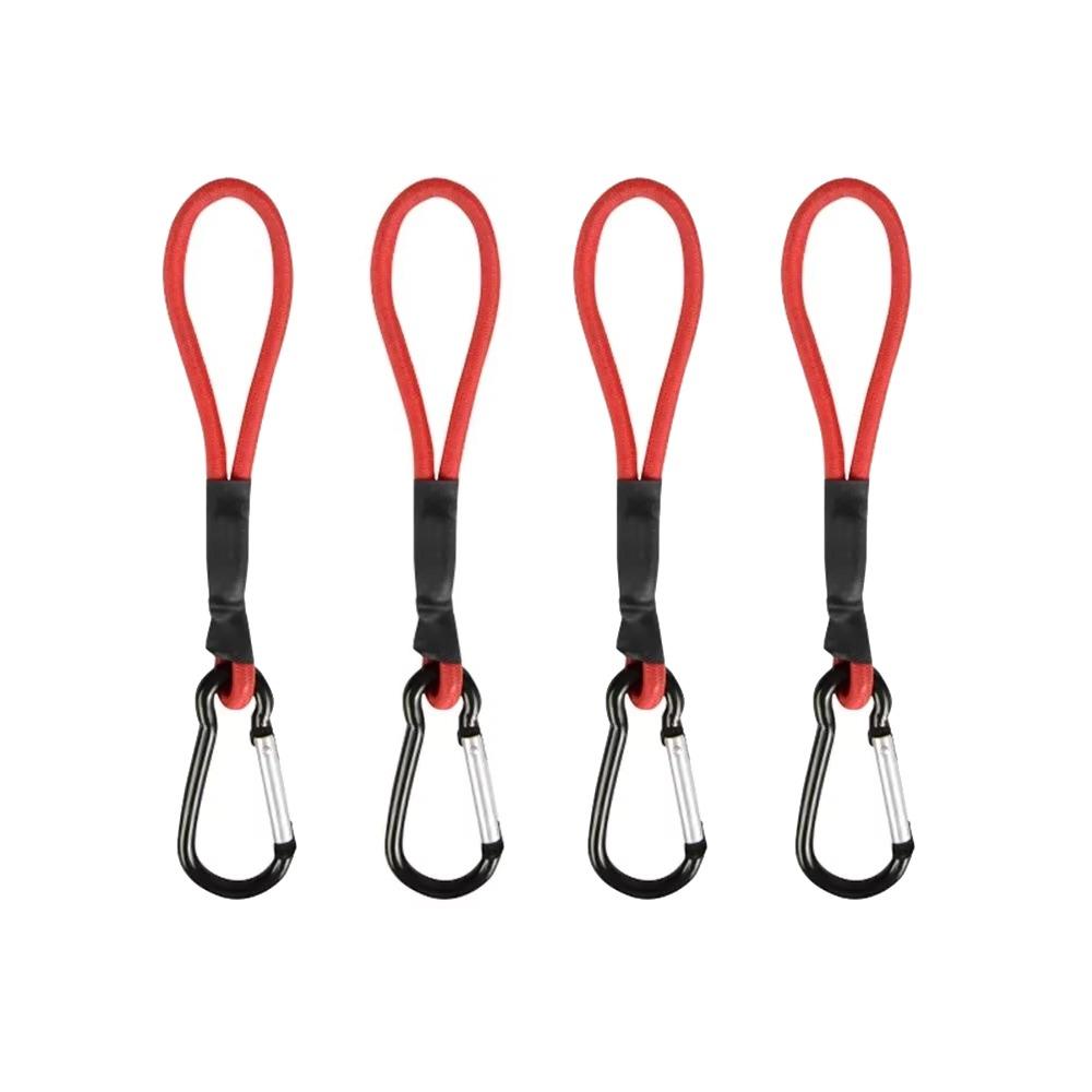 

4Pcs High Strength Tent Elastic Rope Cord Hook Fixing Cords String with Carabiner Cycling красный