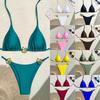 Women's 2025 New Style Sexy Backless Solid Color Bikini Swimwear - European and American Fashion