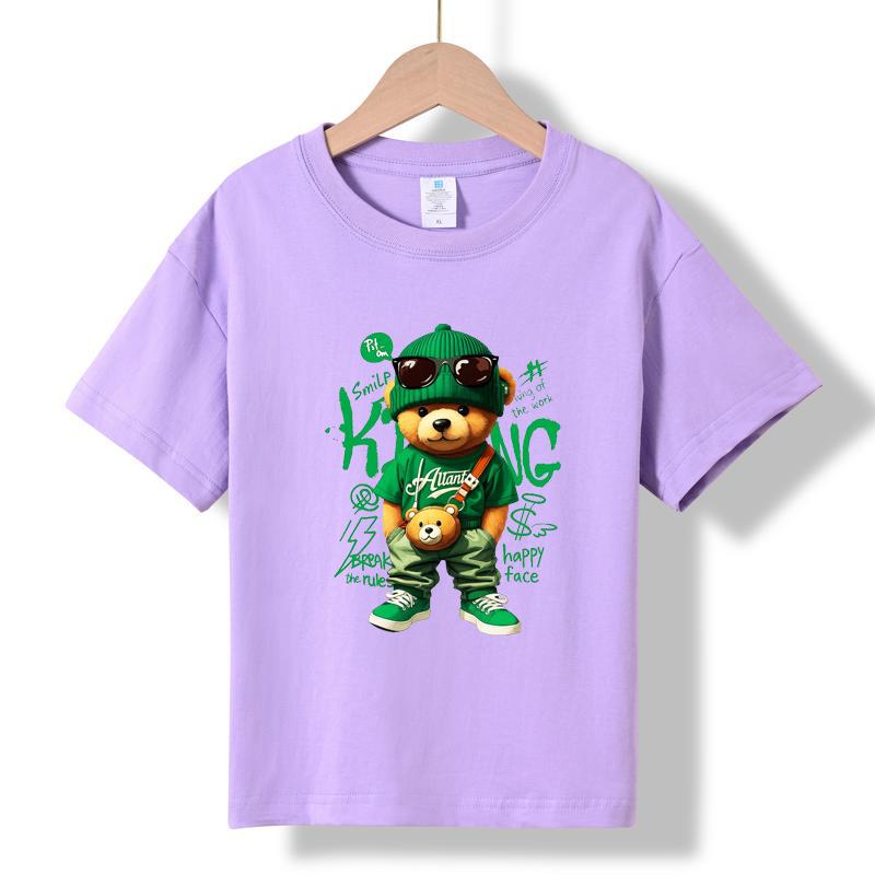XH04 MINISO 2026 Summer New Printed Cotton Round Neck T-shirt for Children Aged 1-16, Boys and Girls